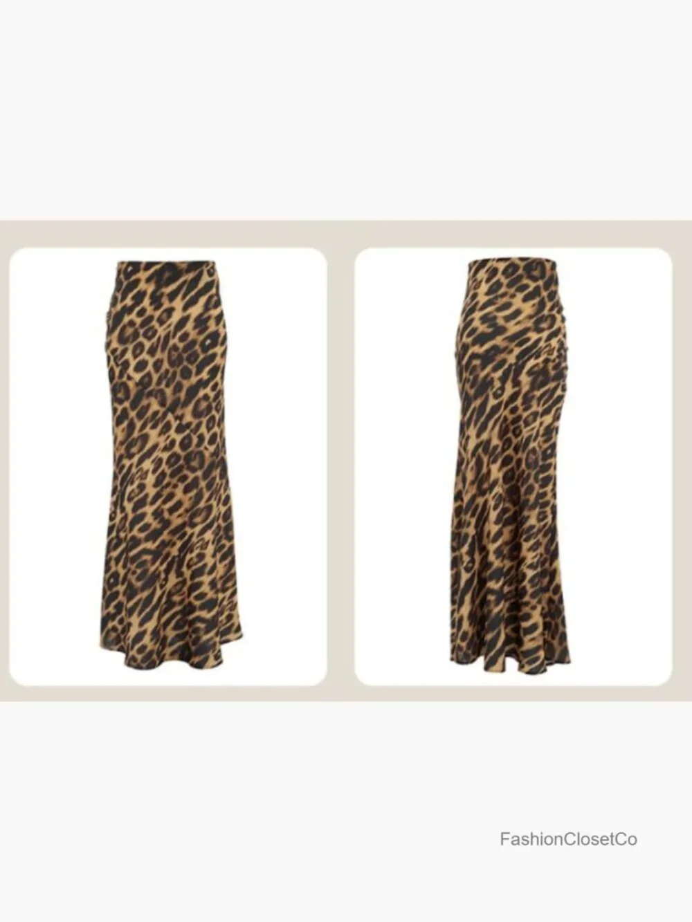Leopard Print Maxi Skirt Floor Length Satin Y2k Summer Long Skirts for Women - Picture 6 of 7